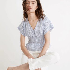 NWOT Madewell V-Neck Smocked-Waist Top